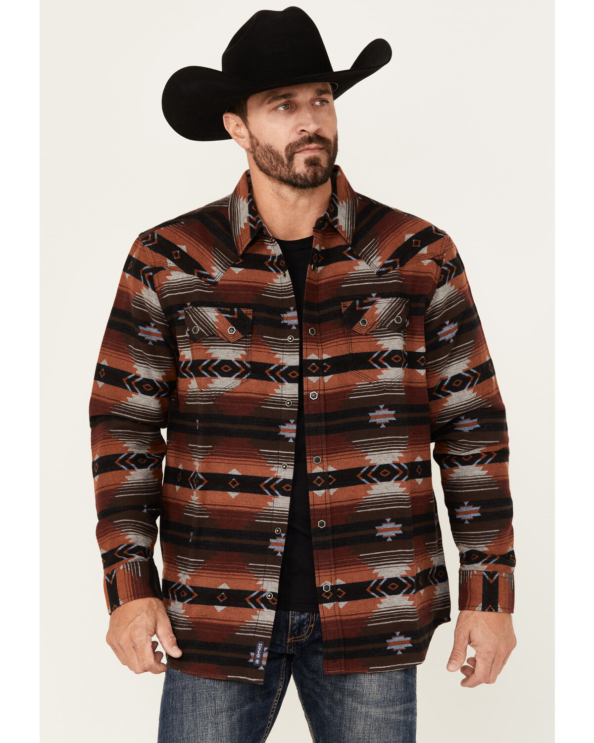 Men's Moonshine Spirit Smoke Cover Southwestern Print Long Sleeve Snap