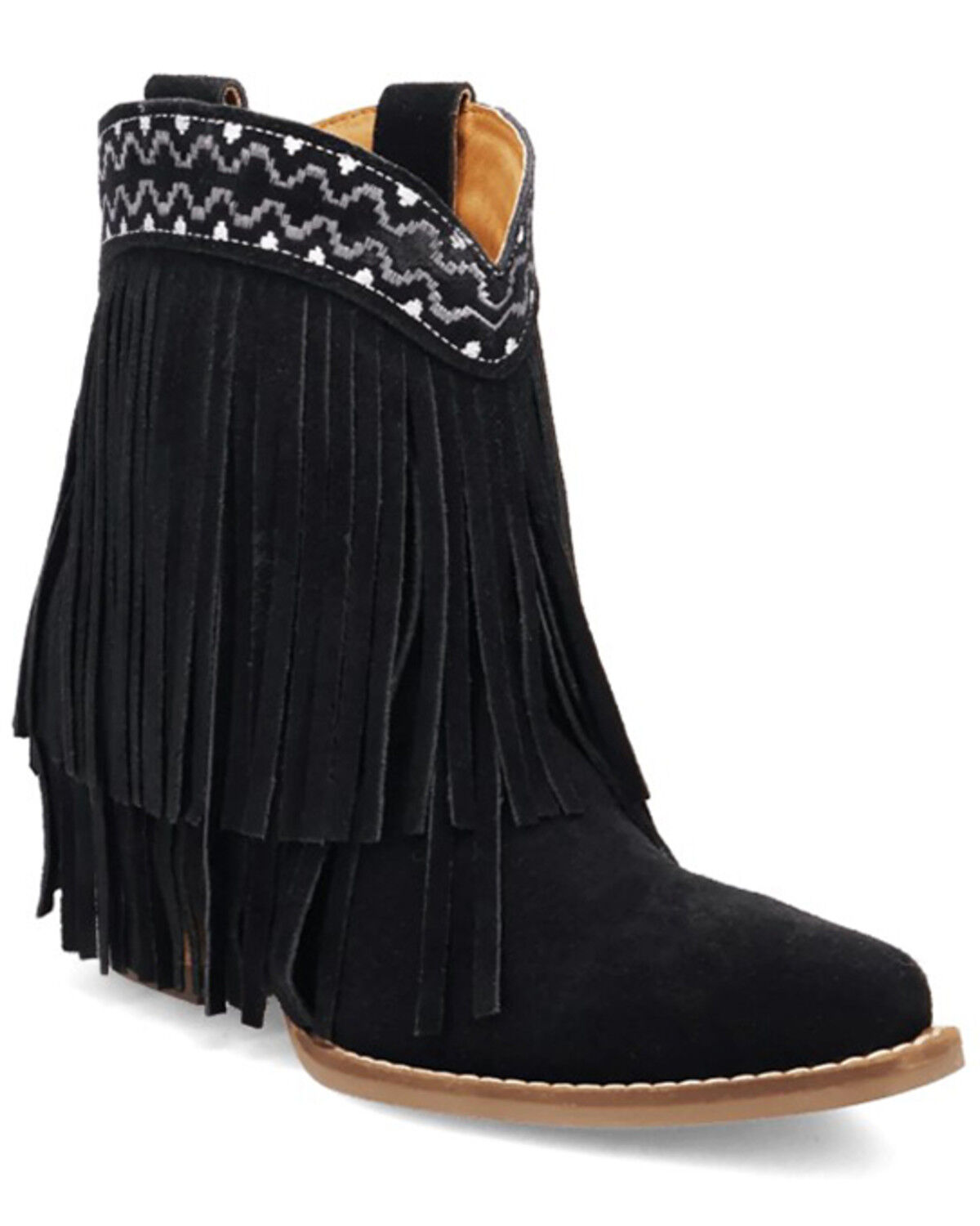 Women's Dingo Tapadero Suede Fringe Western Booties - Round Toe