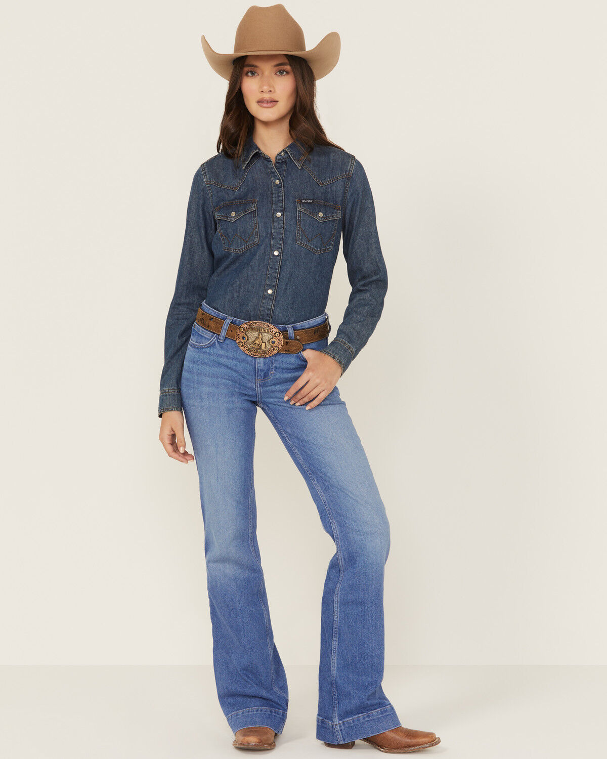 Women's Wrangler Retro Mae Medium Wash Mid Rise Trouser Denim Jeans