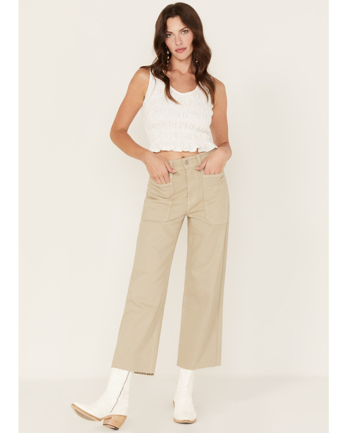 Women's Just Black Denim High Rise Utility Cropped Wide Jeans