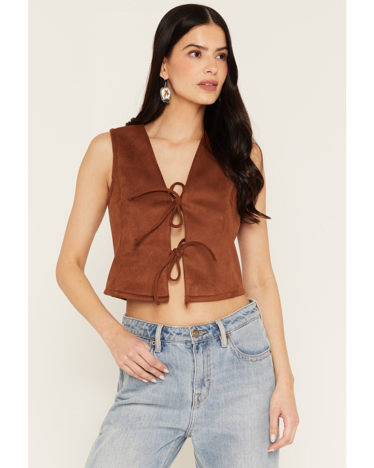 Women's Stoosh Faux Suede Tie-Front Vest