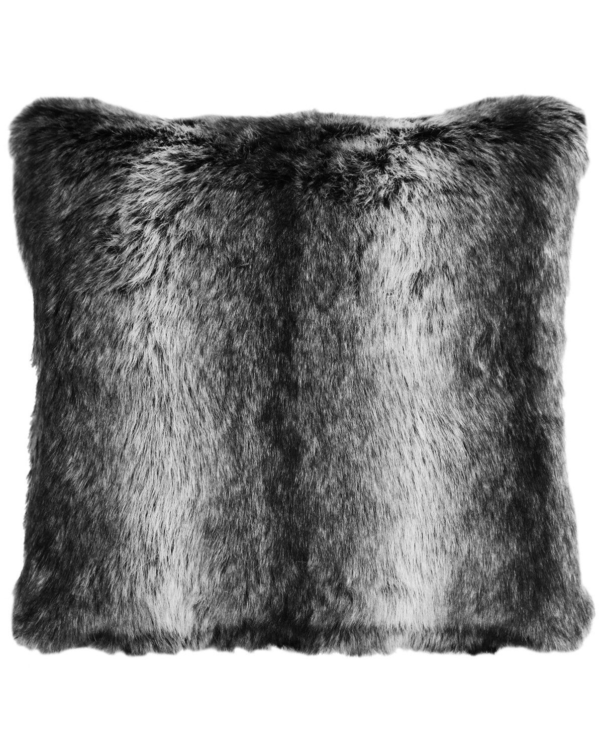 Carstens Home Black Wolf Faux Fur Throw Pillow