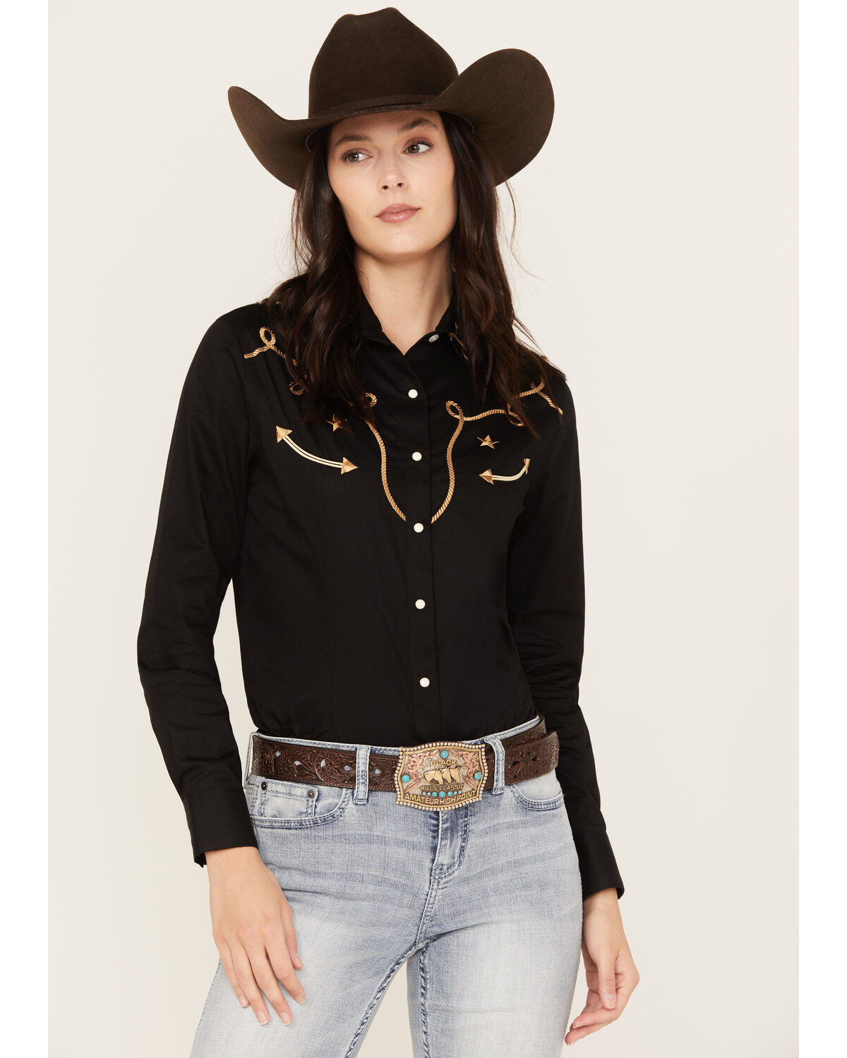 Women's Panhandle Retro Graphic Long Sleeve Western Pearl Snap Shirt