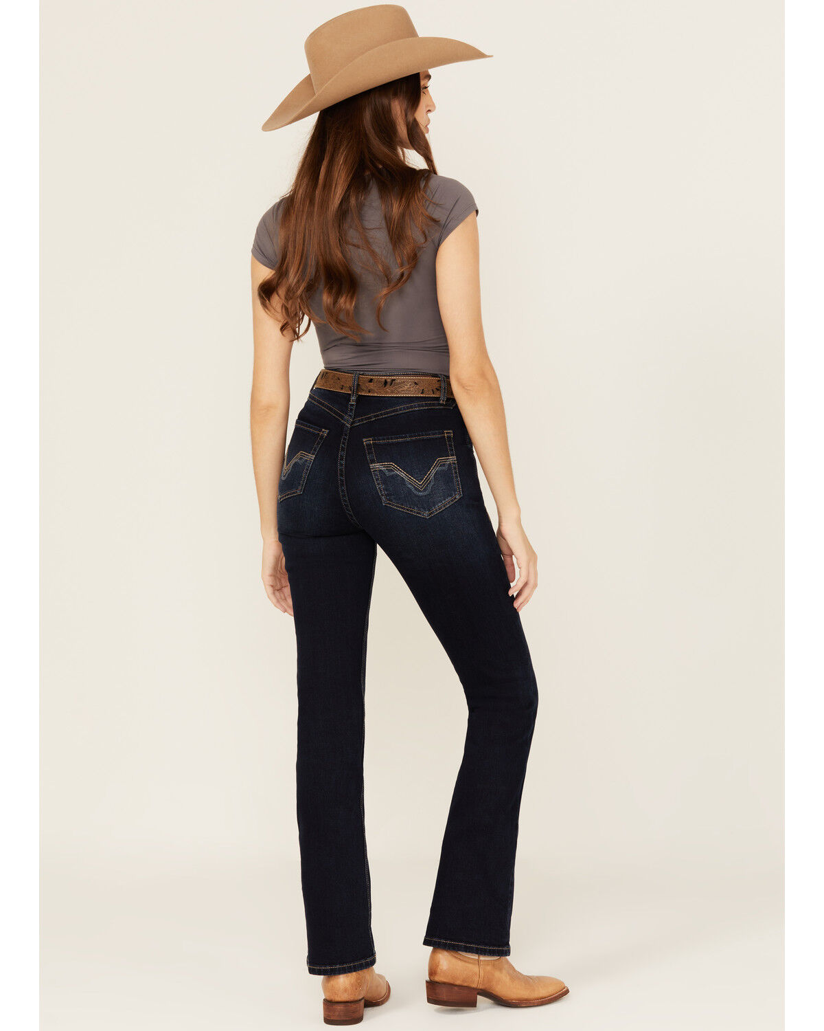 Women's Rock & Roll Denim Dark Wash High Rise Bootcut Stretch Denim Je