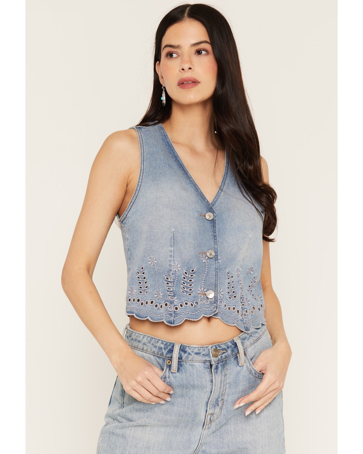 Women's 26 International Embroidered Denim Vest