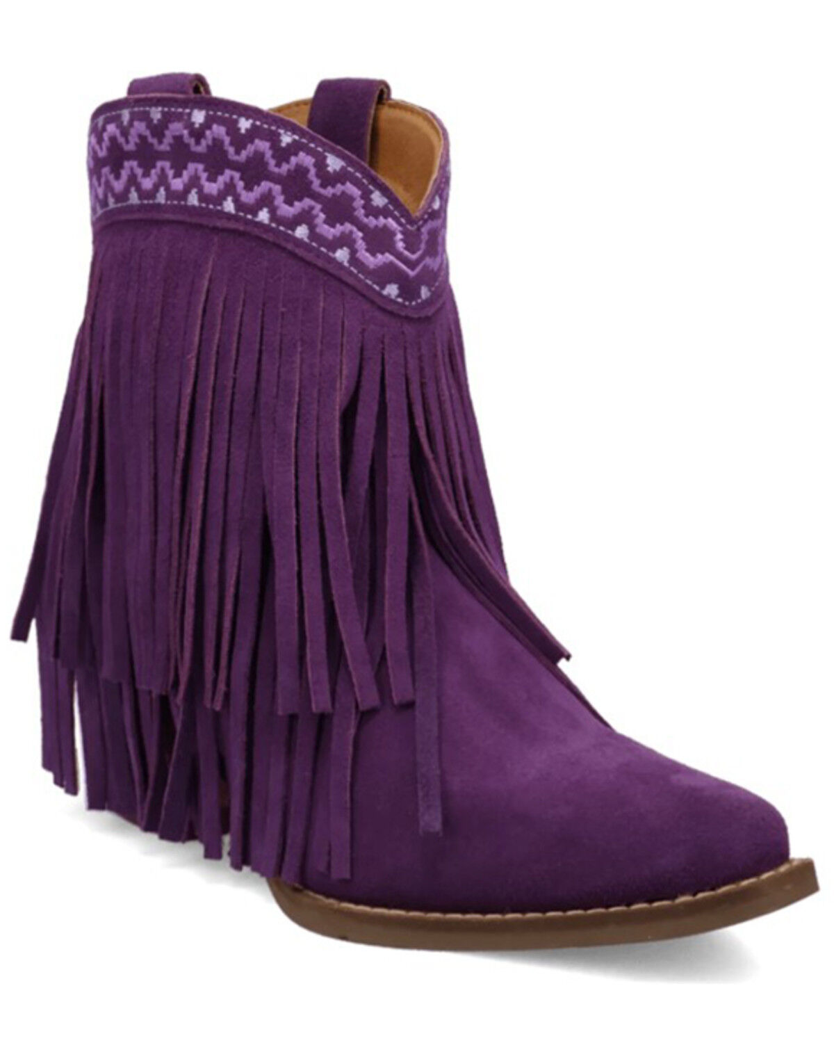 Women's Dingo Tapadero Suede Fringe Western Booties - Round Toe