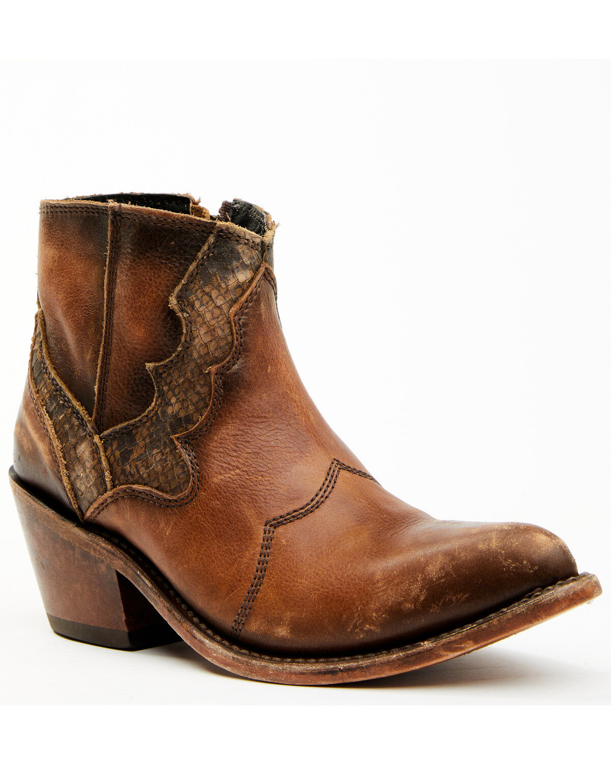 Women's Liberty Black Mosil Faux Snake Zipper Western Fashion Booties