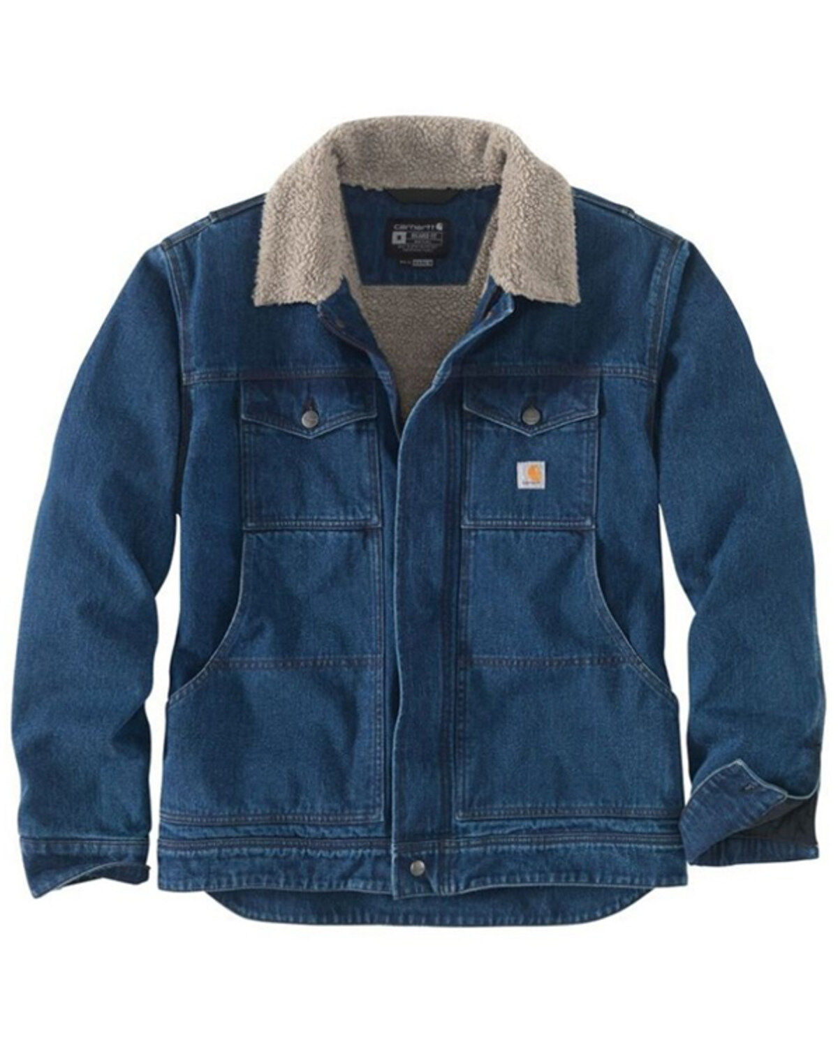 Men's Carhartt Relaxed Fit Sherpa-Lined Medium Wash Denim Jacket