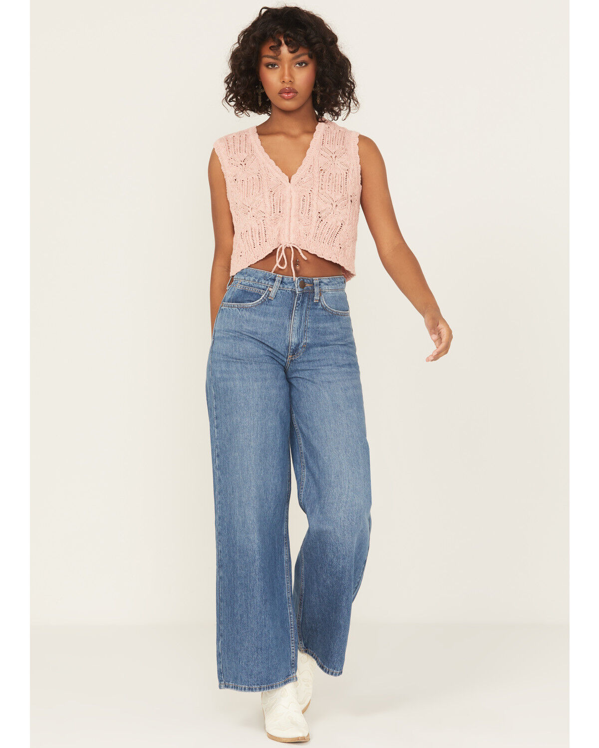Women's Wrangler Retro Yvette Medium Wash High Rise Wide Leg Denim Jea