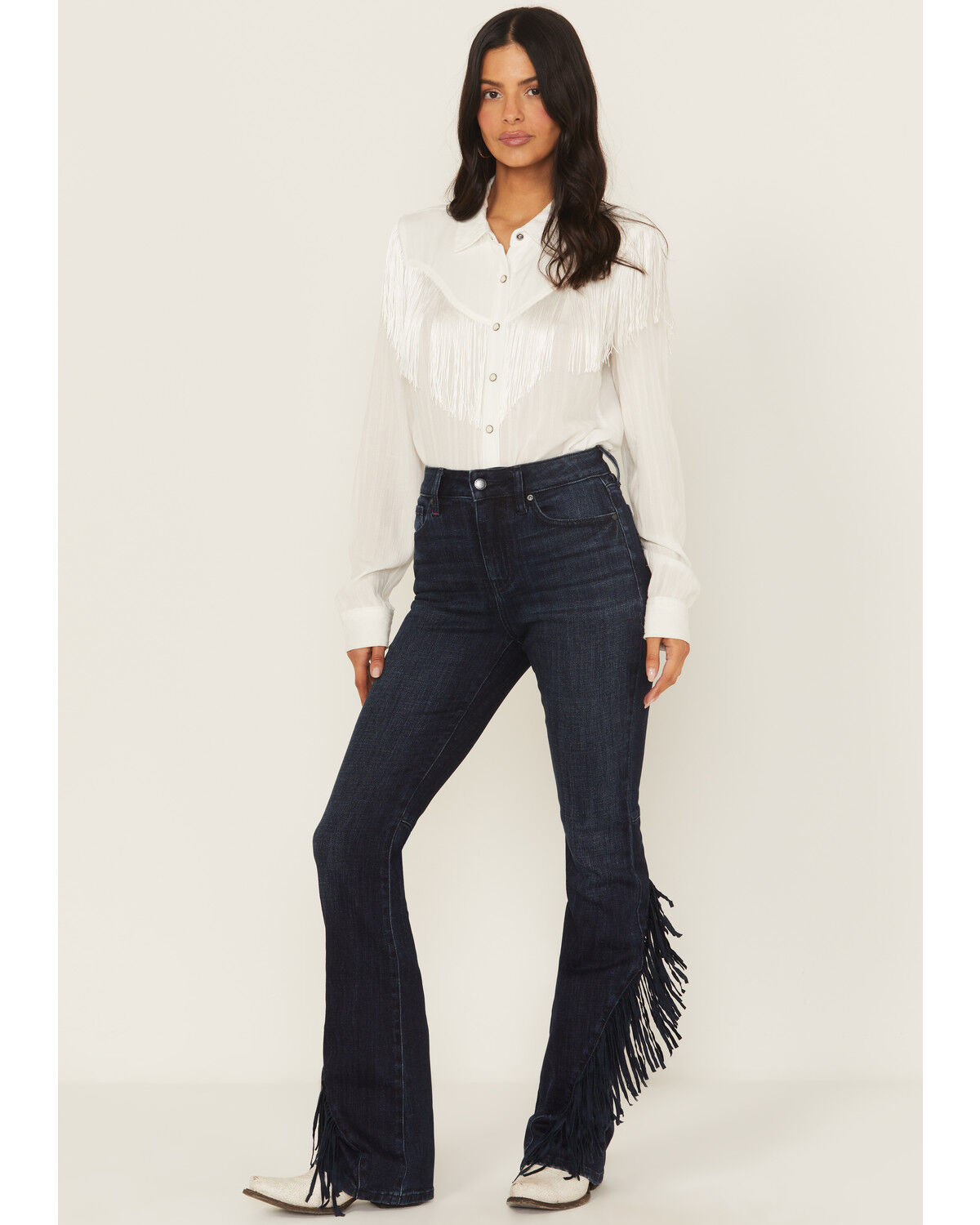 Women's Idyllwind Allessio Dark Wash High Rise Fringe Bootcut Super St