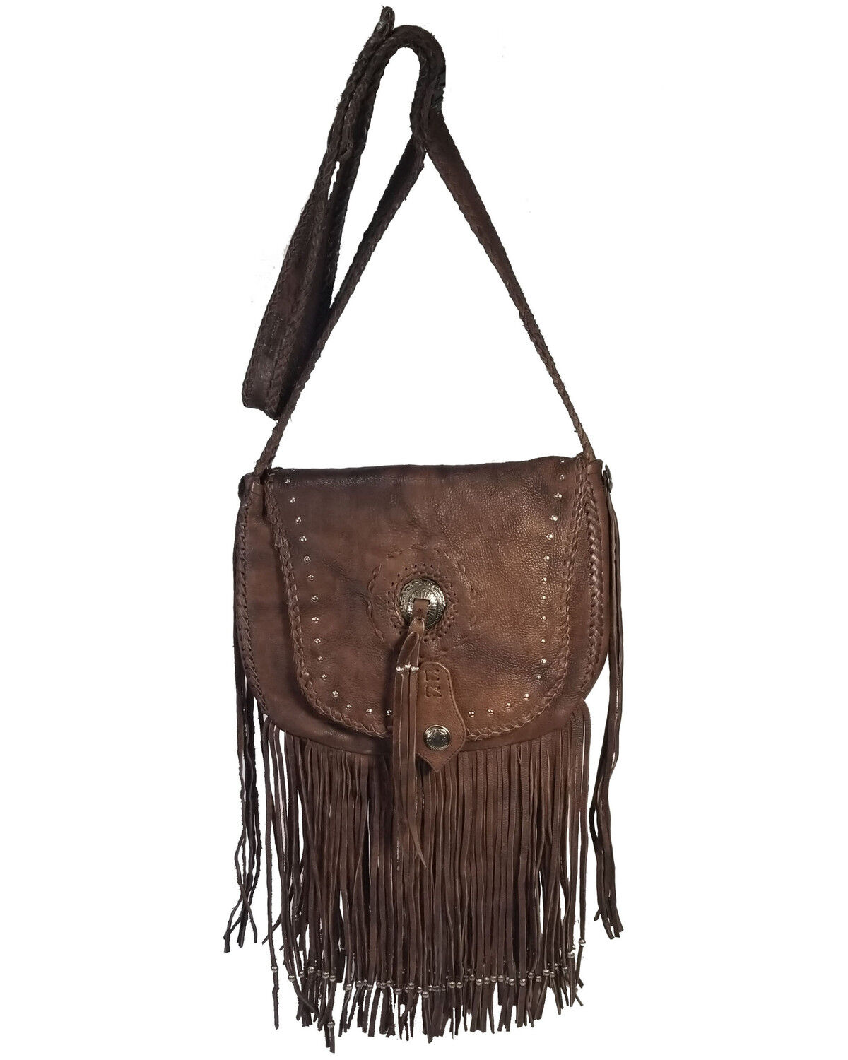 Women's Kobler Leather Concho Fringe Crossbody Bag