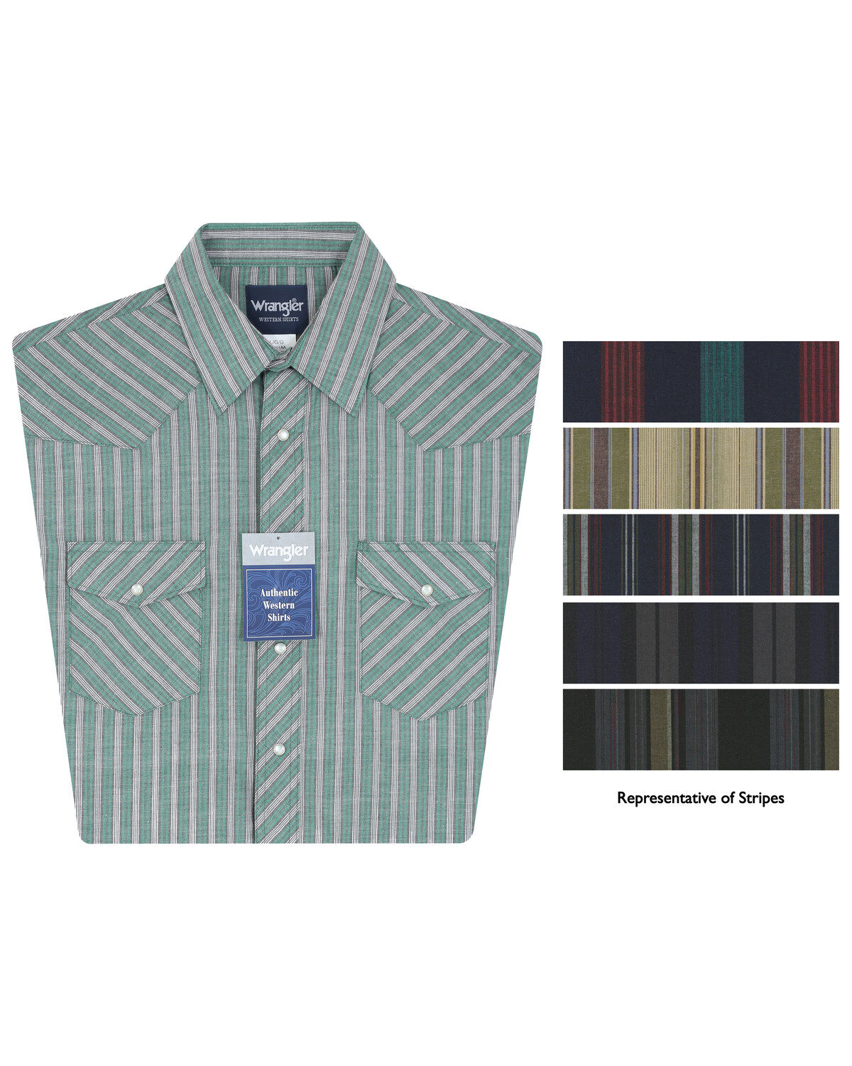 Wrangler Assorted Striped or Plaid Long Sleeve Classic Western Shirt -
