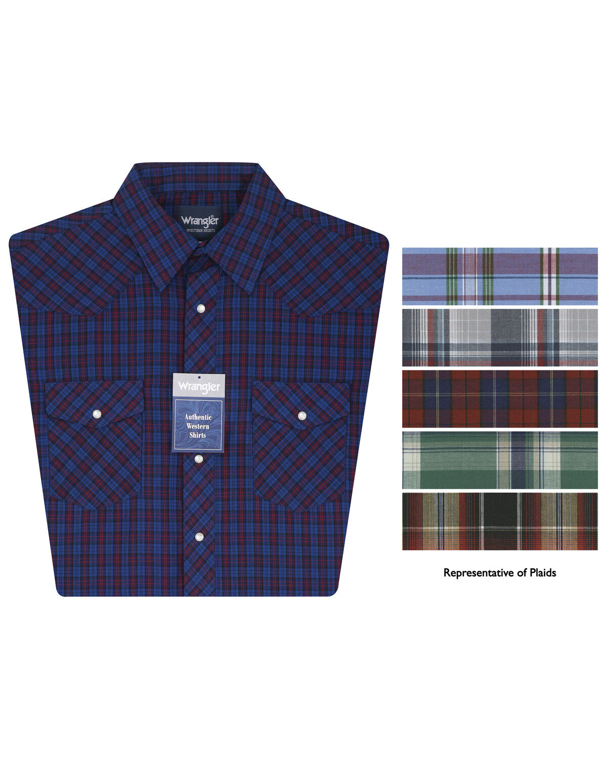 Wrangler Assorted Striped or Plaid Long Sleeve Classic Western Shirt -