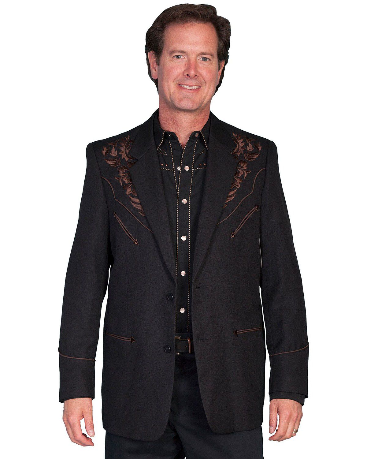 Scully Black Floral Embroidered Western Jacket