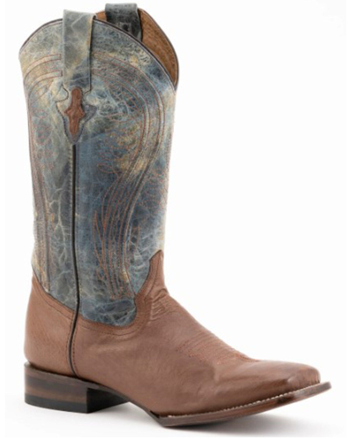 Men's Ferrini Smooth Quill Ostrich Exotic Boots - Broad Square Toe