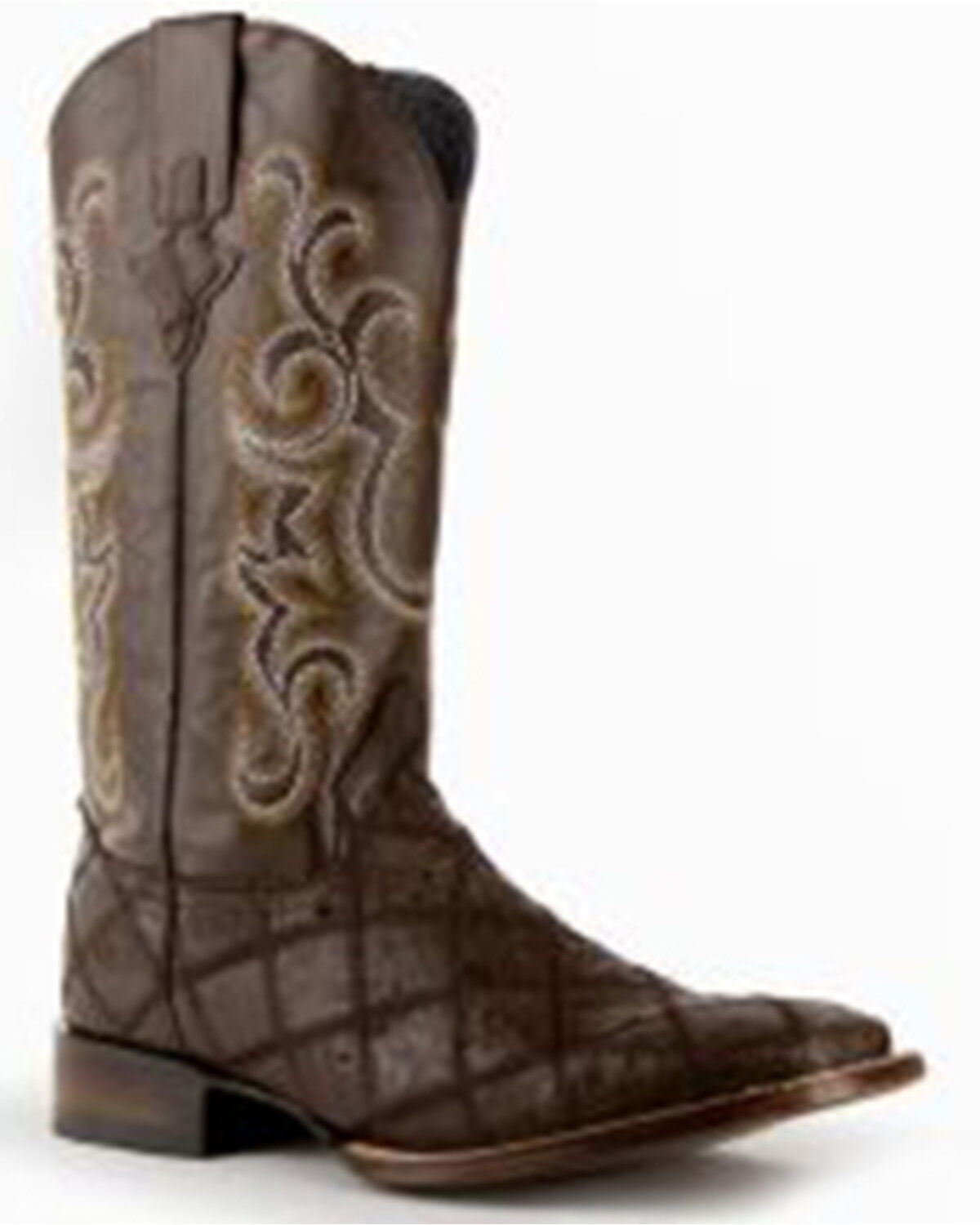 Men's Ferrini Ostrich Patchwork Exotic Western Boots - Broad Square To