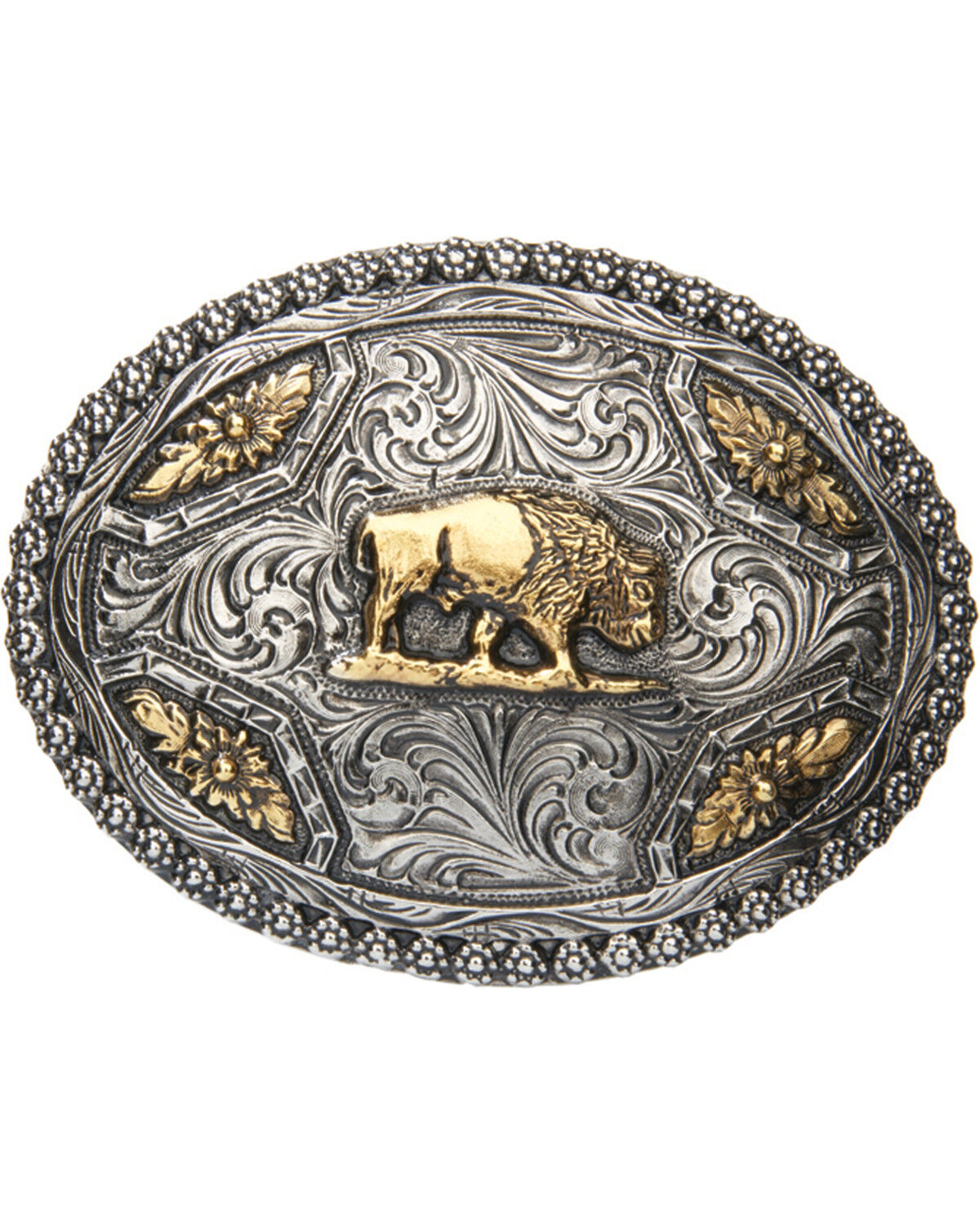 Men's AndWest Oval Brass Buffalo Belt Buckle