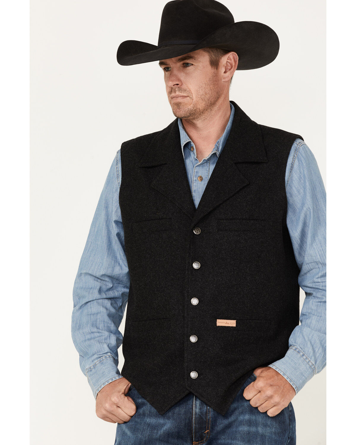 Men's Powder River Outfitters Black Wool Montana Vest