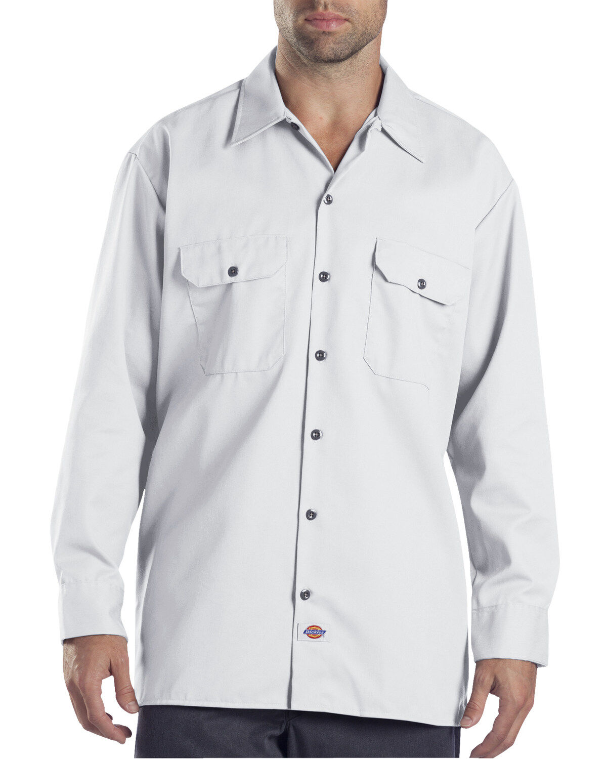 Men's Dickies Solid Twill Button Down Long Sleeve Work Shirt