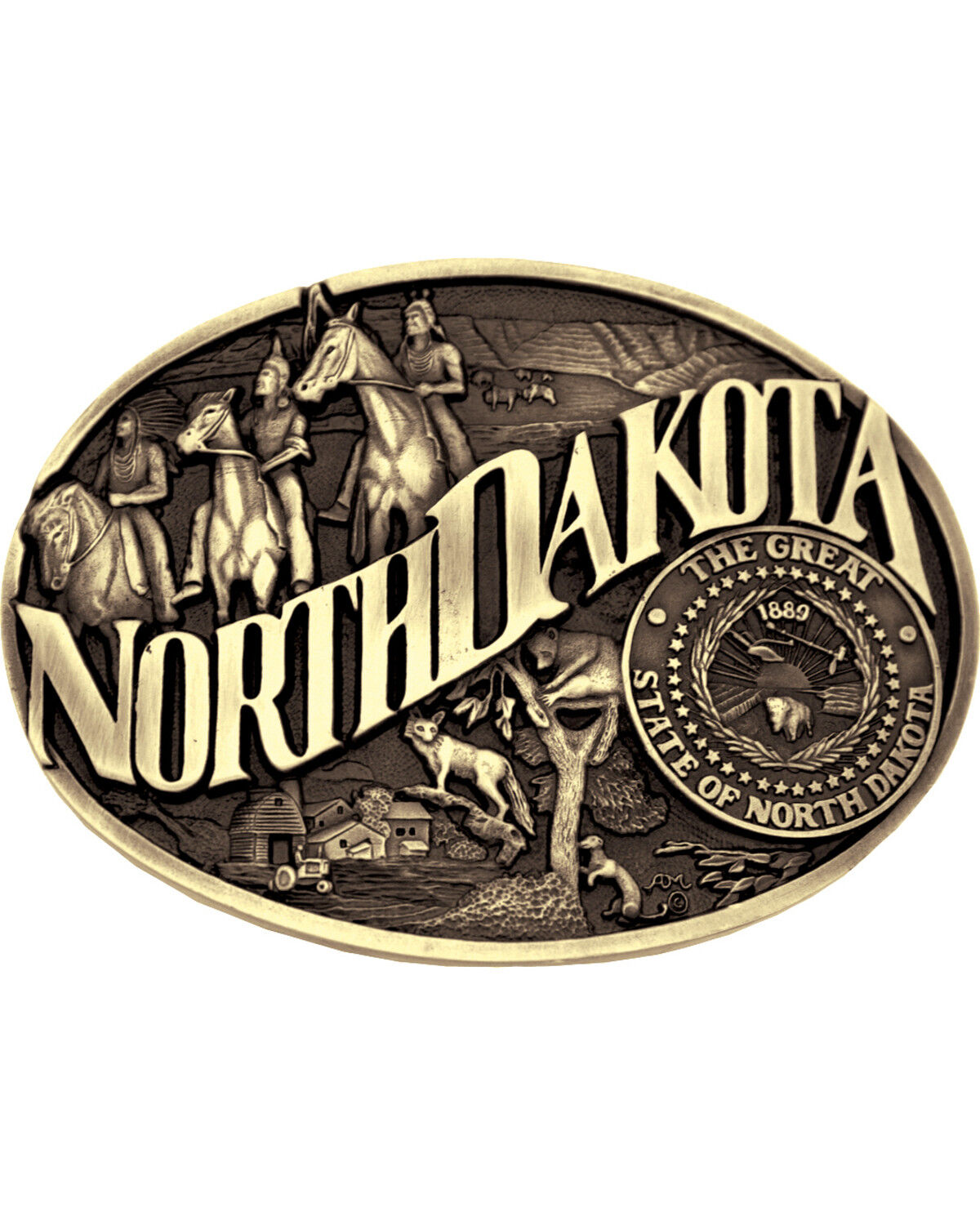 Montana Silversmiths North Dakota State Heritage Attitude Belt Buckle