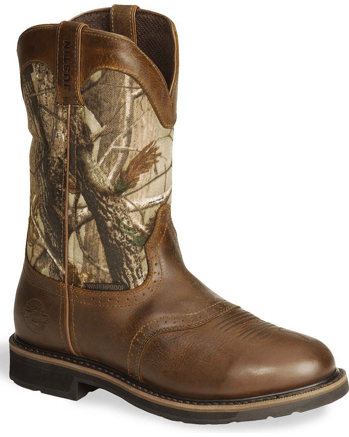 Men's Justin Stampede Trekker Camo Waterproof Boots - Soft Toe