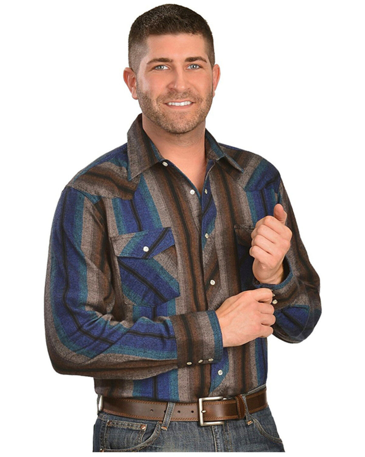 Wrangler Assorted Striped 4.5 oz.Flannel Long Sleeve Shirts - Big,Tall