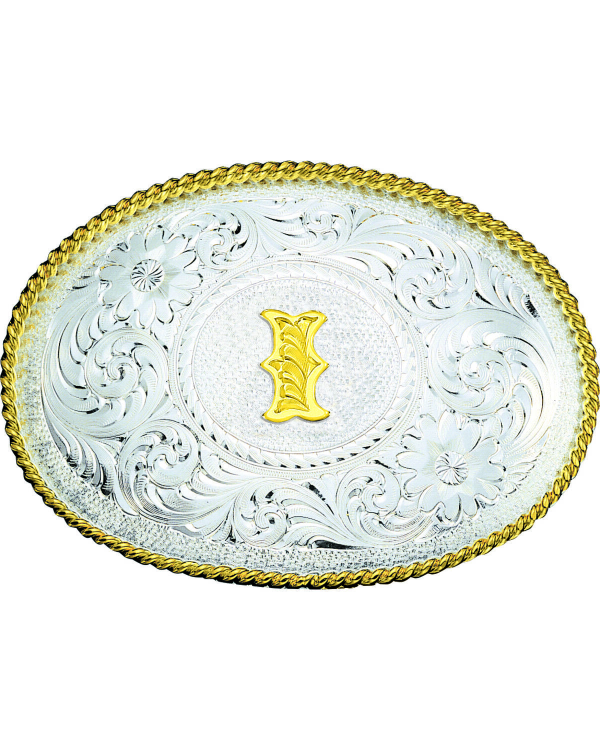 Montana Silversmiths Engraved Initial I Western Belt Buckle