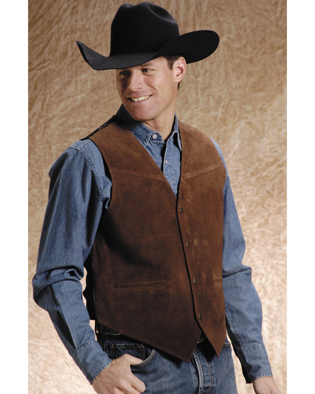 Men's Roper Suede Buckle Tie Vest