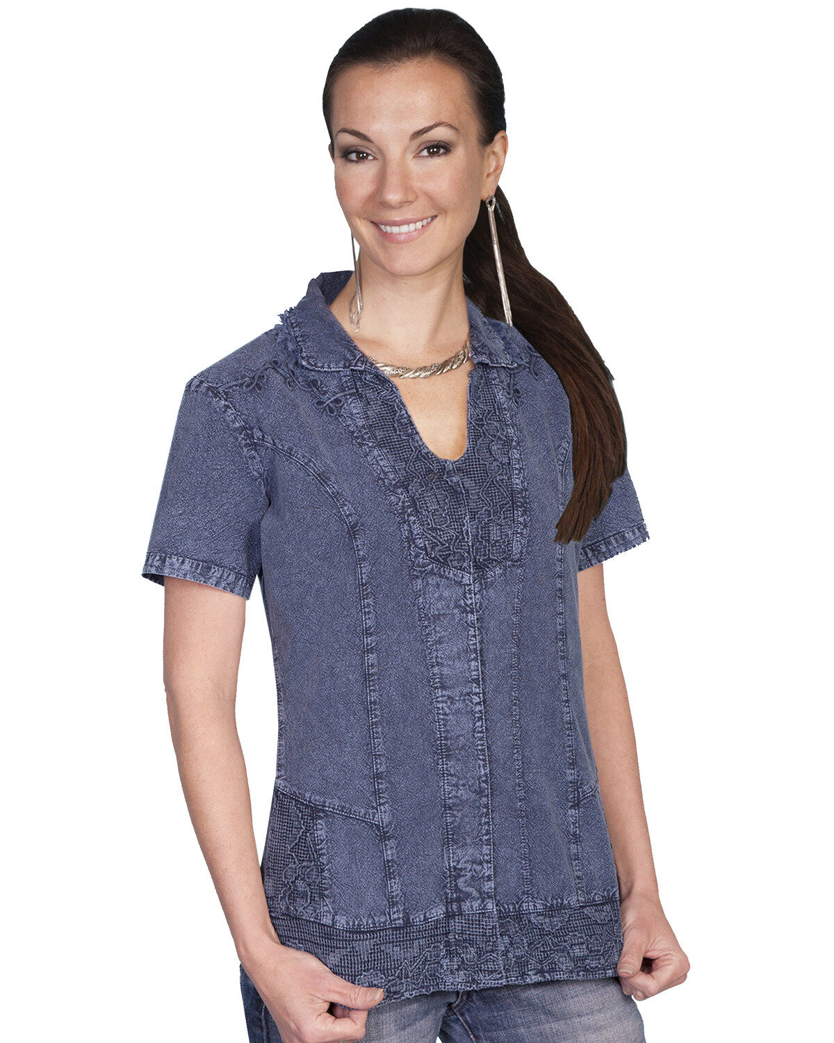 Scully Button Front Short Sleeve Top