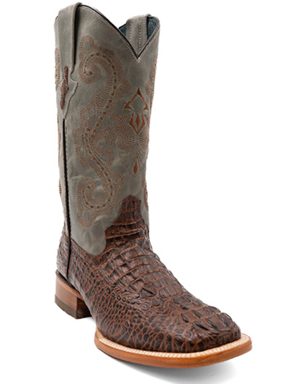 Men's Ferrini Caiman Croc Print Western Boots - Broad Square Toe