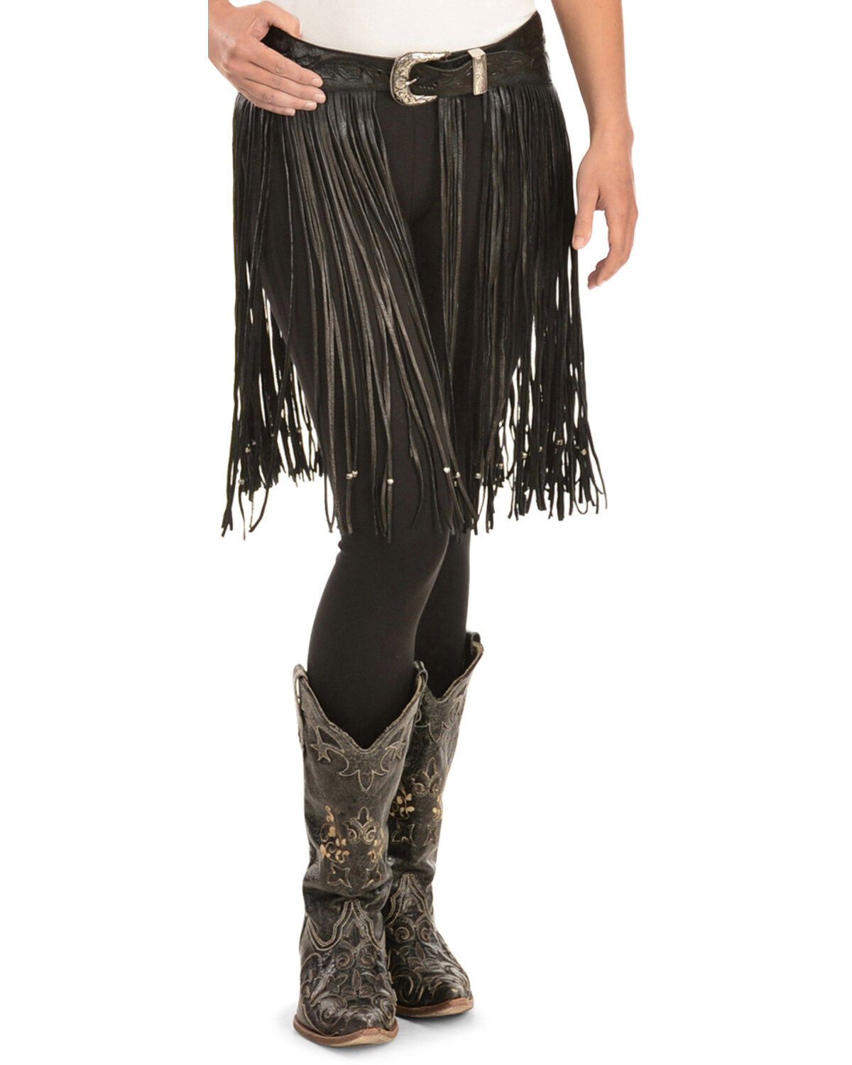 Women's Kobler Leather Hand-Tooled Fringe Belt