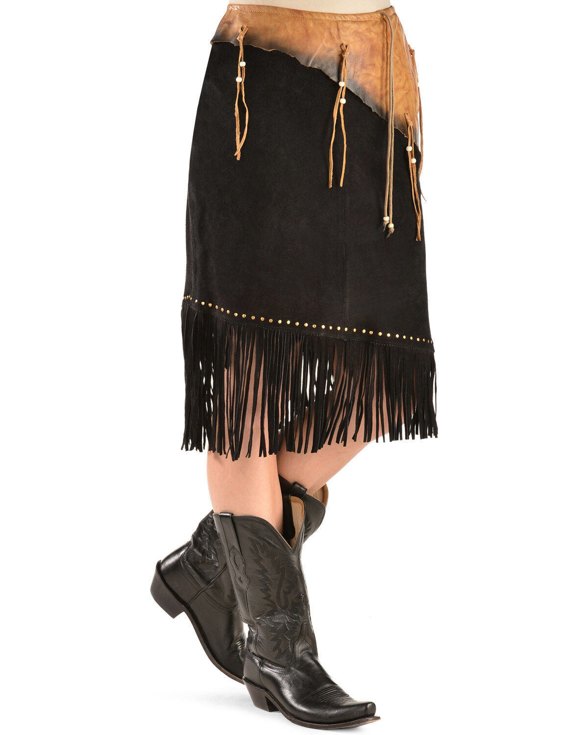 Women's Kobler Leather Leather & Fringe Sioux Suede Skirt