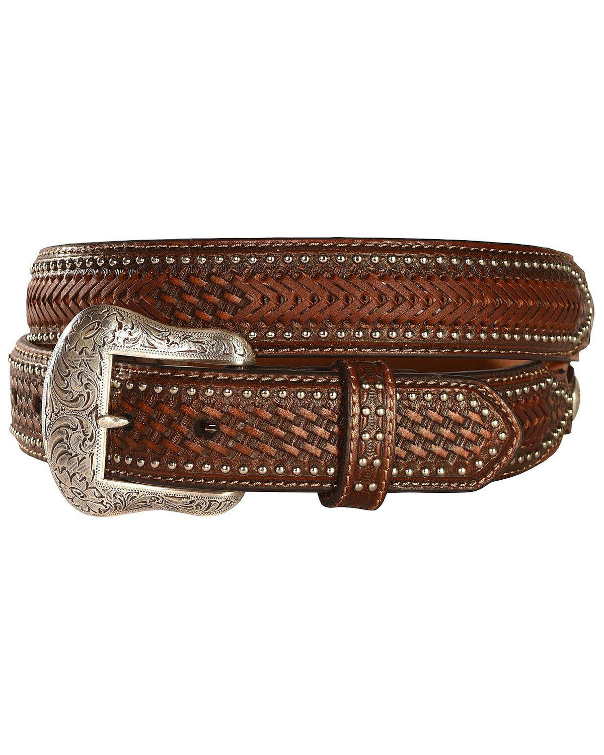 Men's Nocona Belt Co. Ostrich Basket Weave Billets Leather Belt