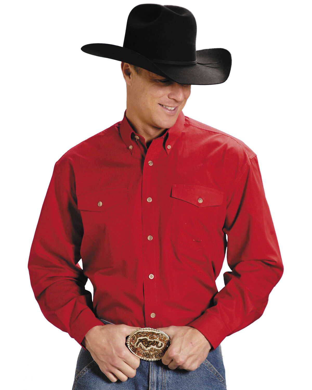 Men's Roper Solid Poplin Long Sleeve Western Shirt - Big & Tall
