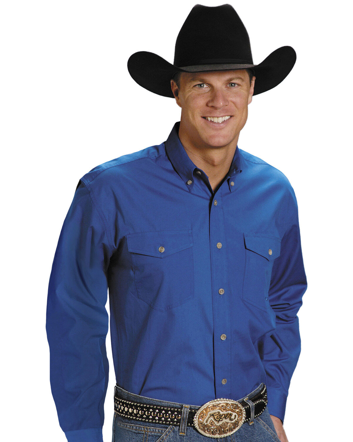 Men's Roper Solid Poplin Long Sleeve Western Shirt - Big & Tall