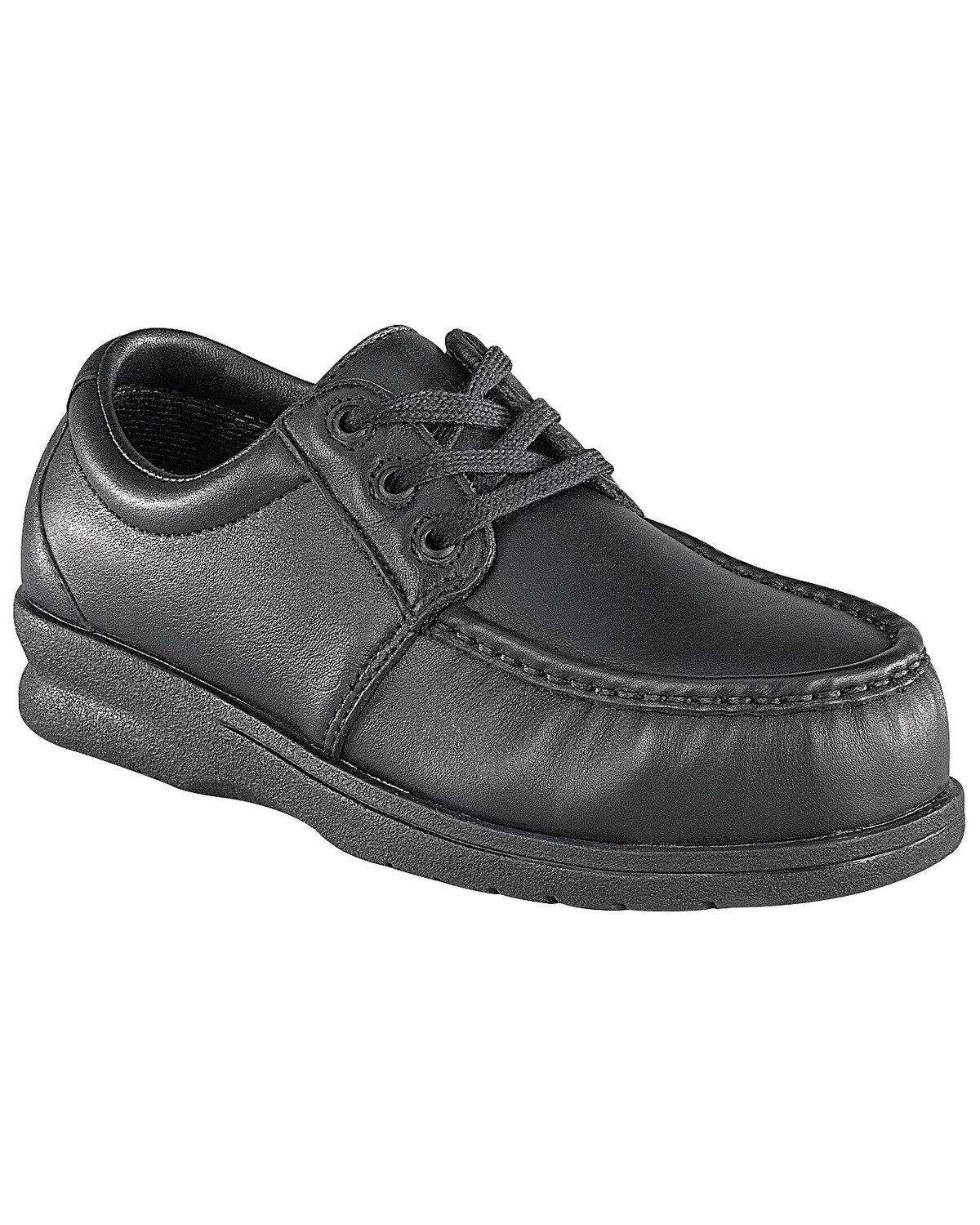 Women's Florsheim Black Pucker Oxford Work Shoes - Steel Toe