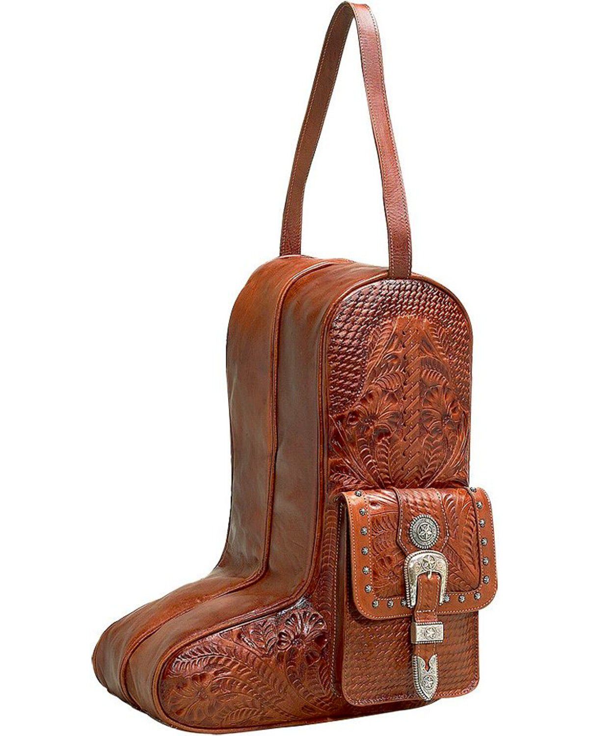 American West Zip-Around Antique Tan Leather Boot Bag