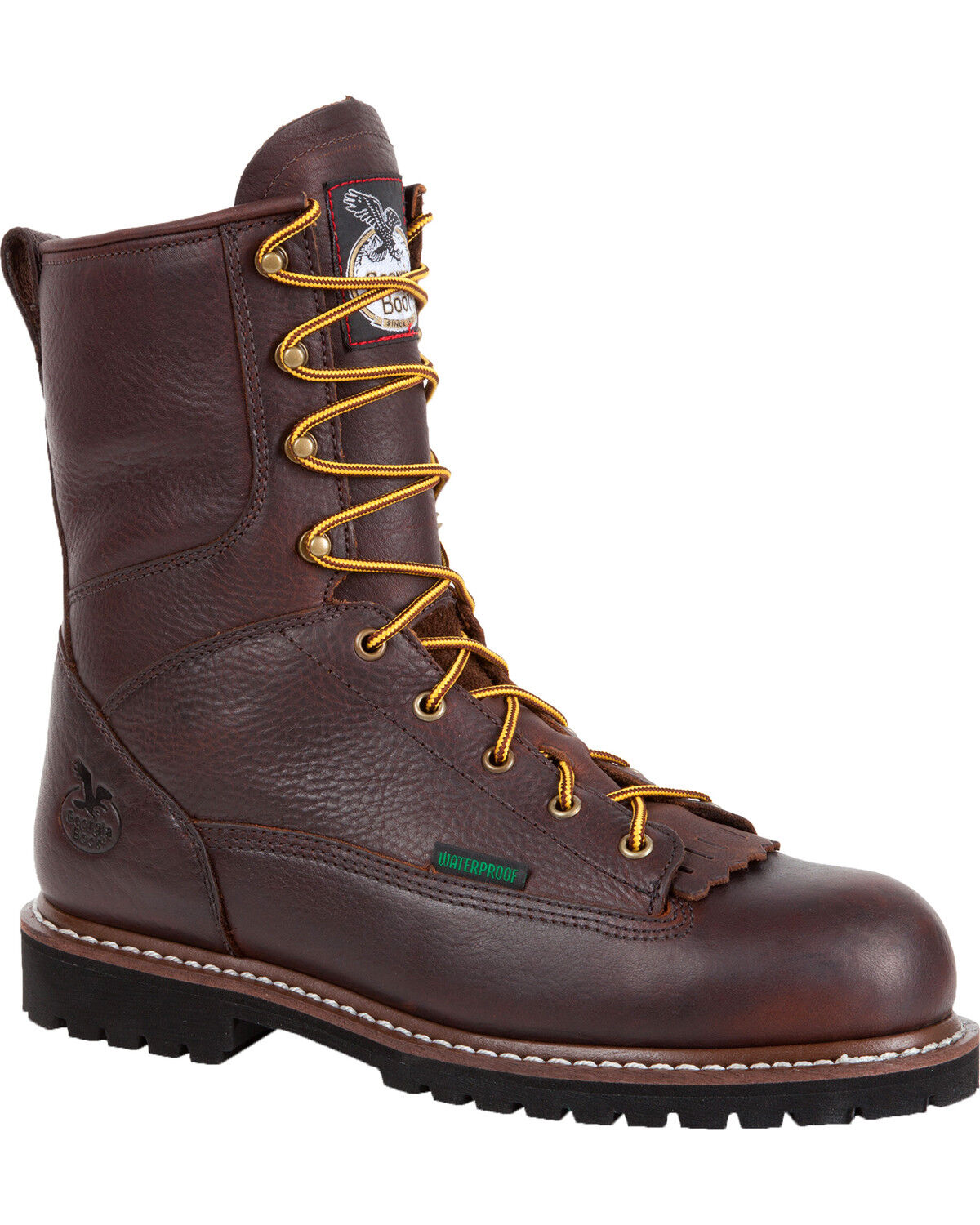 Men's Georgia Boot Waterproof 8" Low Heel Logger Work Boots - Soft Toe