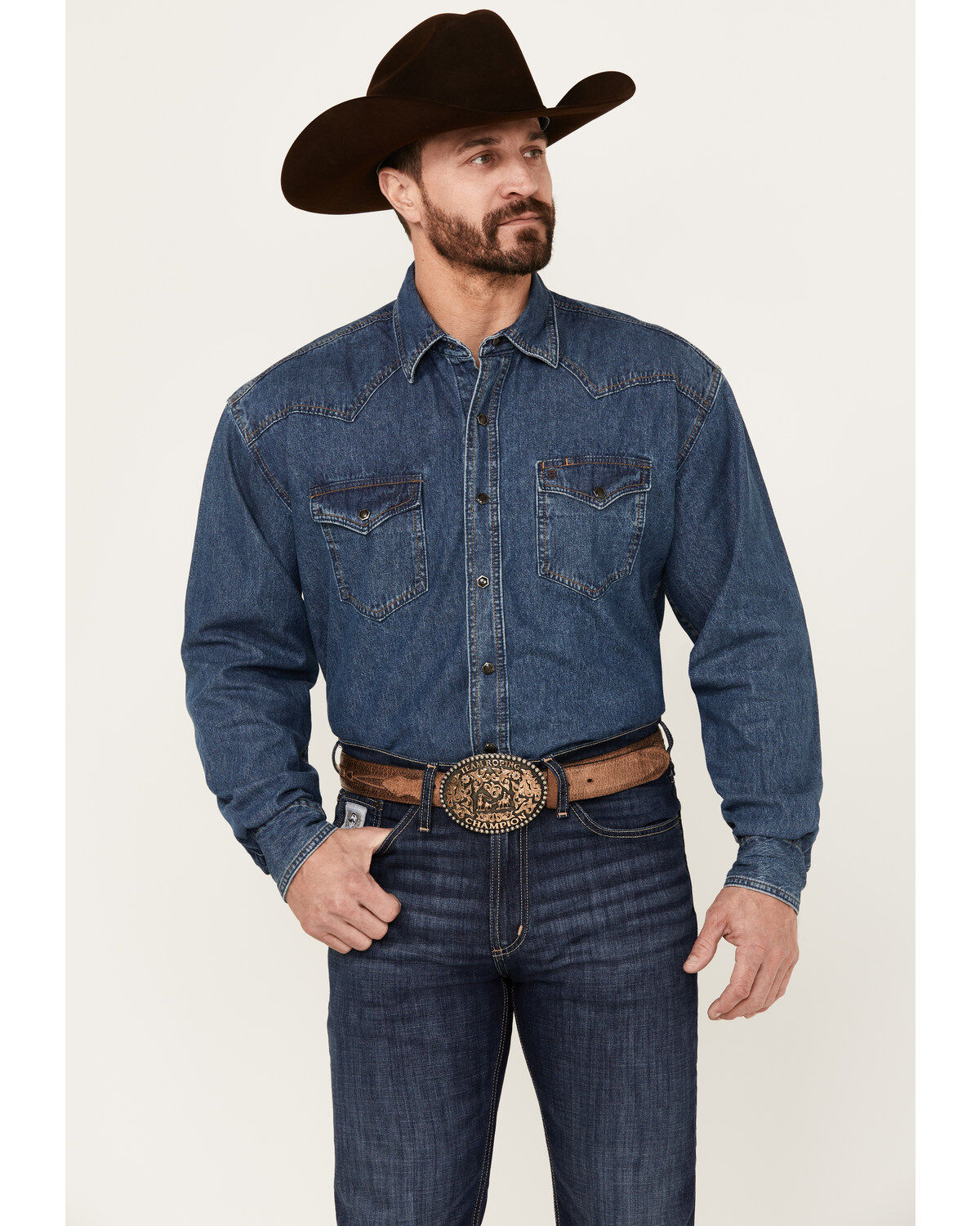 Men's Stetson Denim Long Sleeve Snap Western Shirt