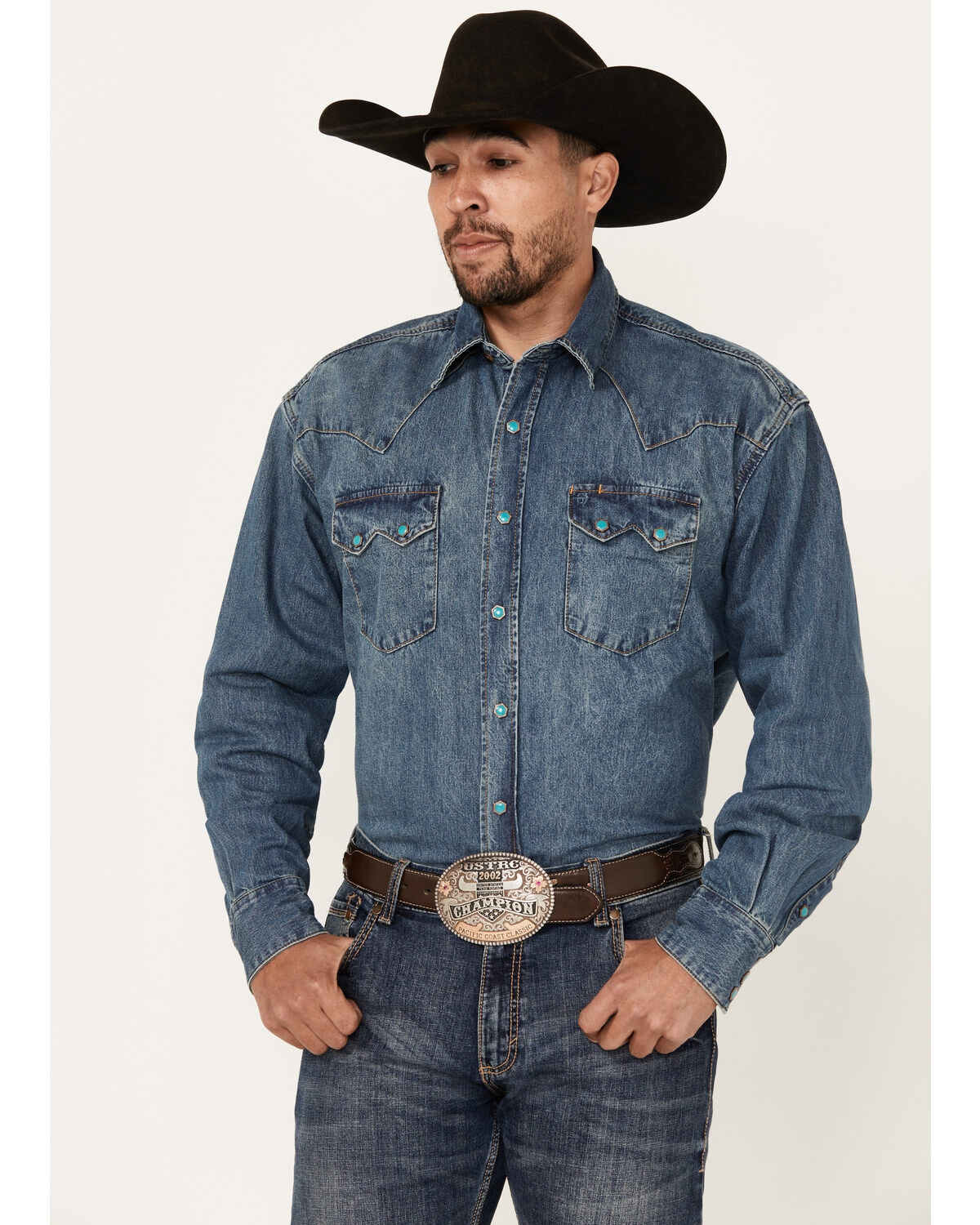 Men's Stetson Denim Long Sleeve Snap Western Shirt
