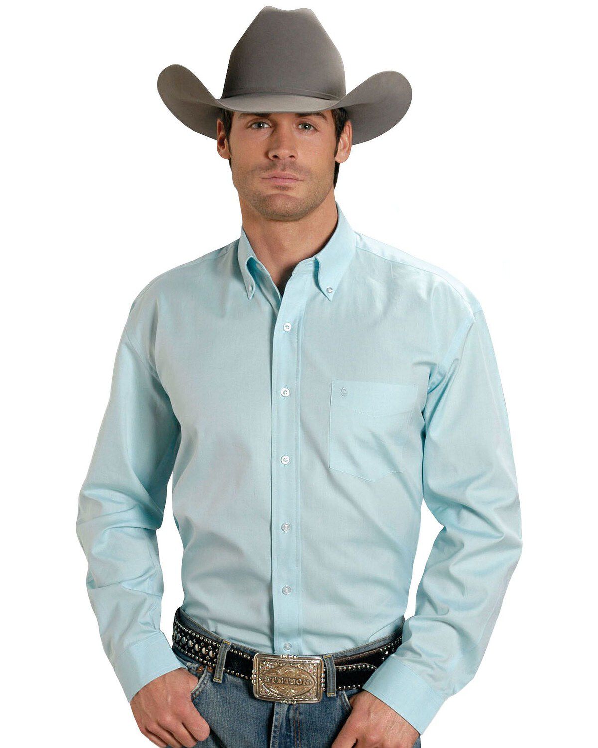 Men's Stetson Solid Button Oxford Long Sleeve Western Shirt