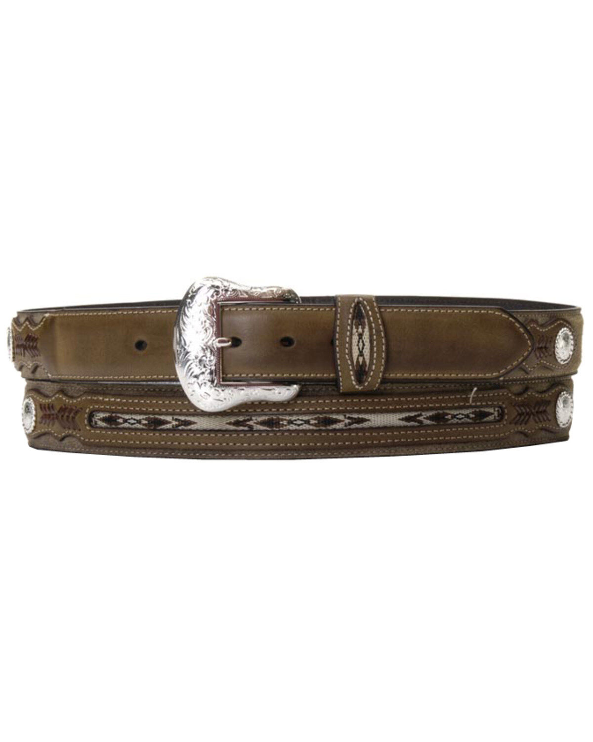 Men's Nocona Belt Co. Top Hand Fabric Inset Center Concho Belt - Big