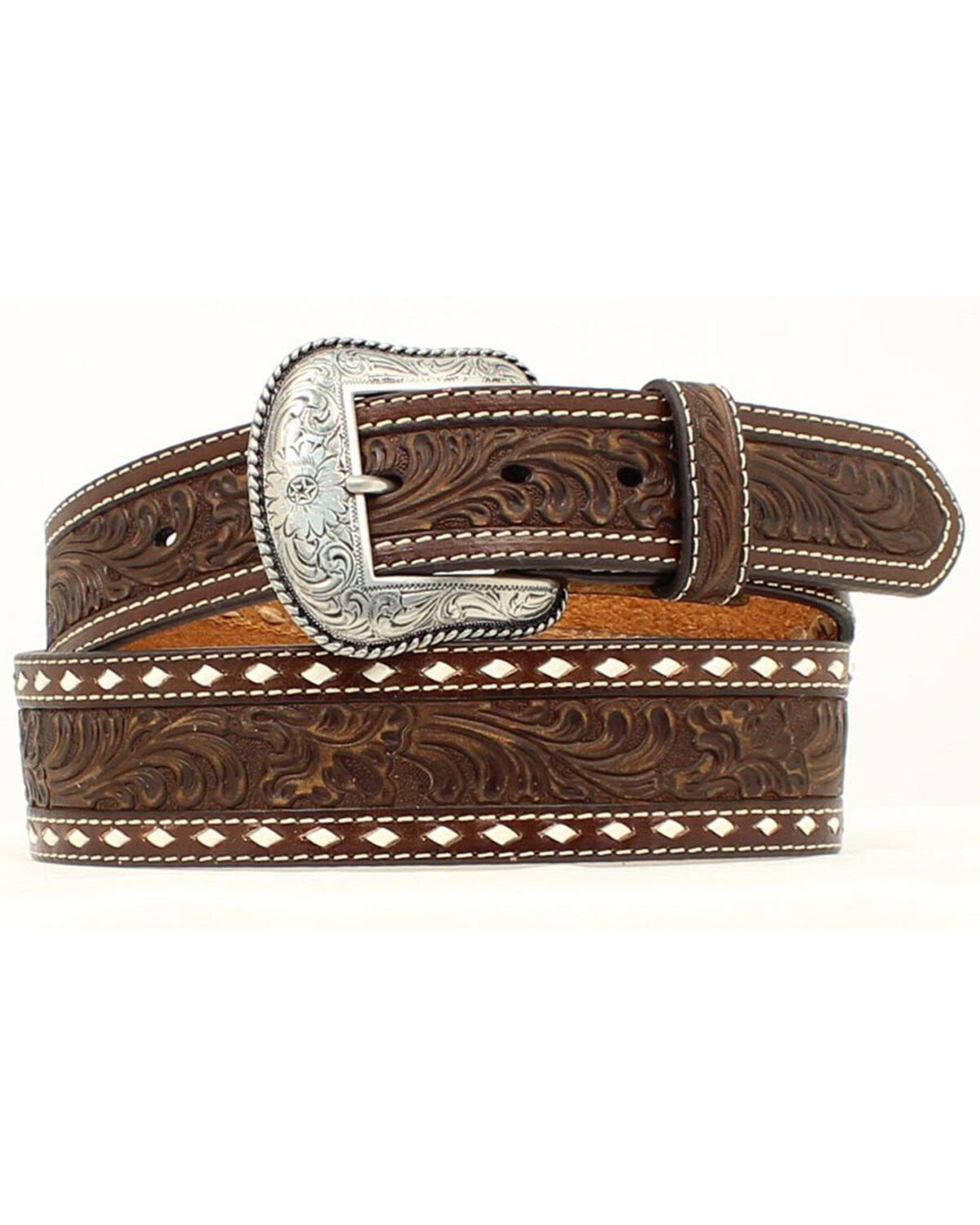 Men's Nocona Belt Co. Tapered Floral Tooled Western Belt