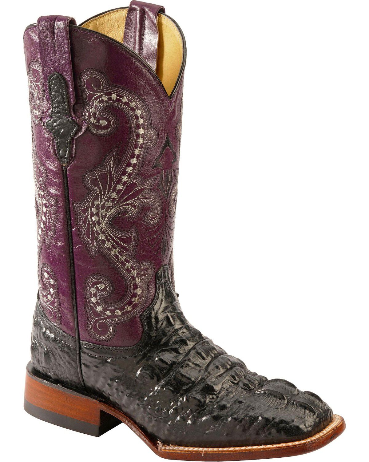Women's Ferrini Hornback Caiman Print Western Boots - Broad Square Toe