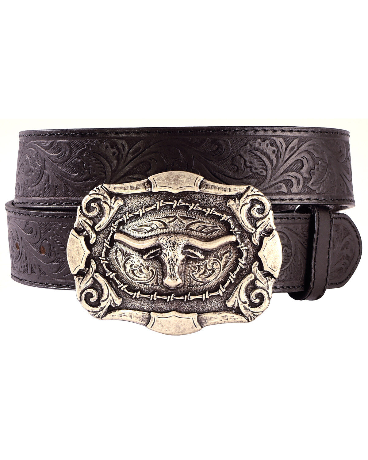 Men's Cody James Western Tooled Longhorn Belt
