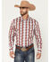 Image #1 - Wrangler Men's Checotah Southwestern Print Long Sleeve Snap Western Shirt, Red, hi-res