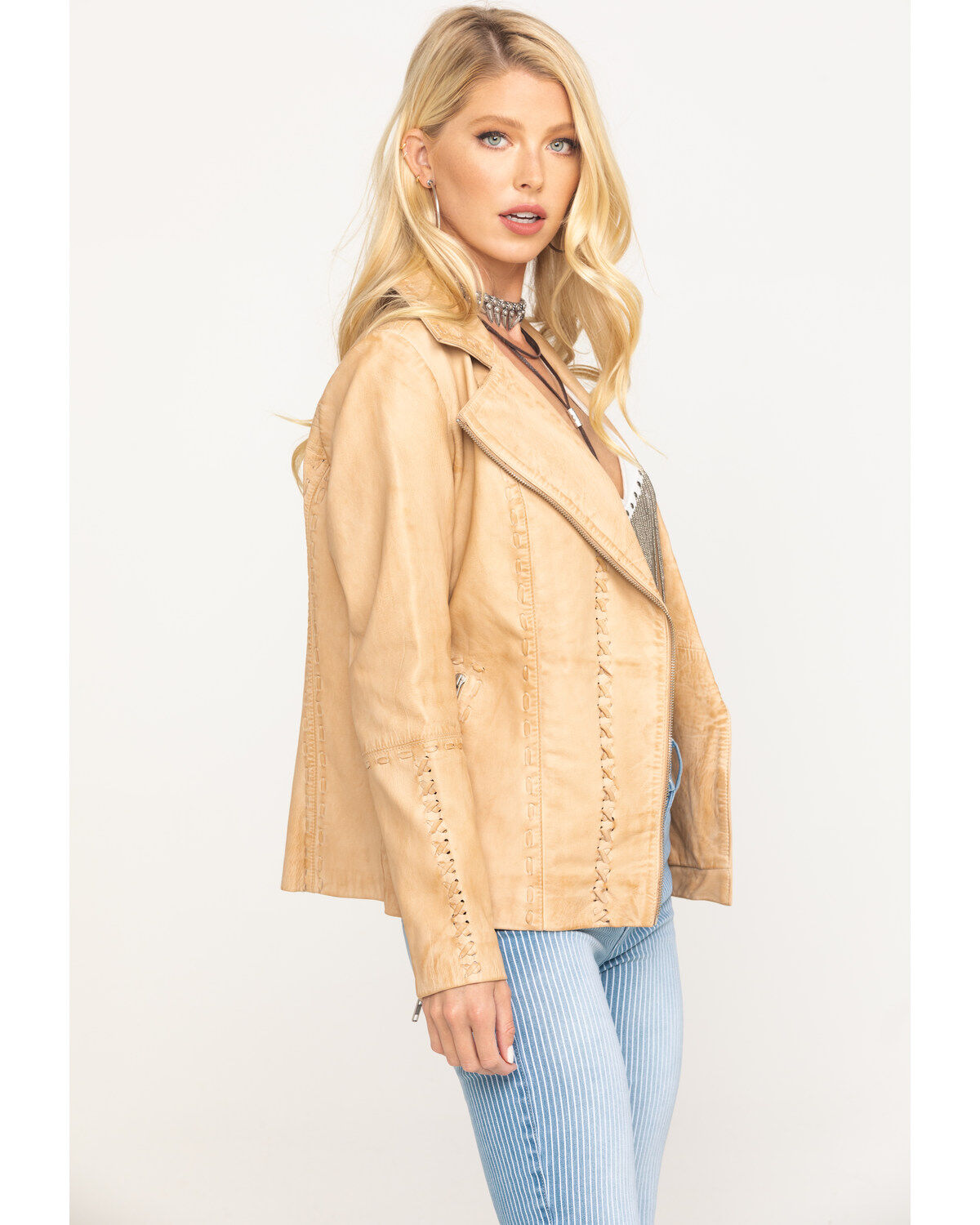 Peach leather jacket