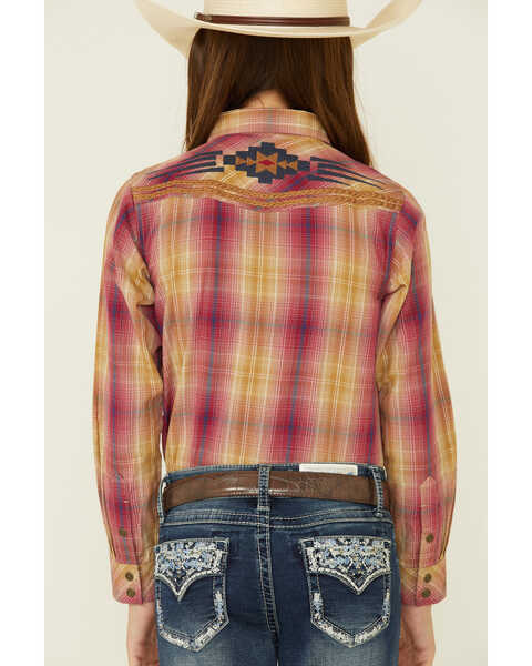 Image #4 - Ariat Girls' R.E.A.L Enchanting Plaid Print Embroidered Yoke Long Sleeve Snap Western Shirt , , hi-res