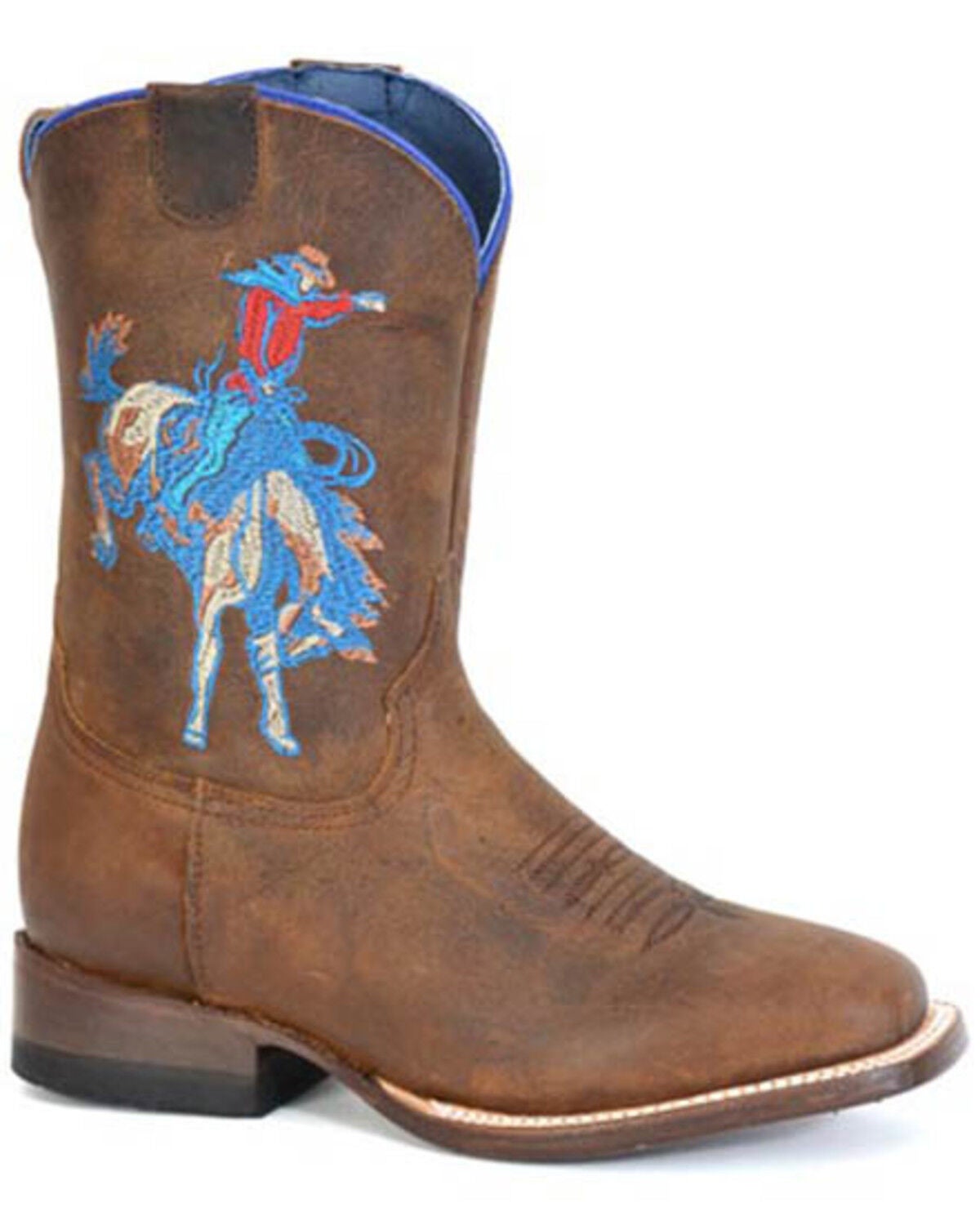 Roper Little Boys' Buckin' Bronc 2 Western Boots - Broad Square Toe, Brown, hi-res