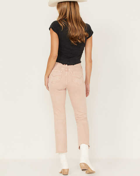 Image #3 - Cleo + Wolf Women's Distressed High Rise Straight Jeans, Peach, hi-res